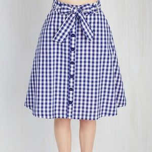 Modcloth 1x Blue Gingham Skirt Thrifting My Spirit